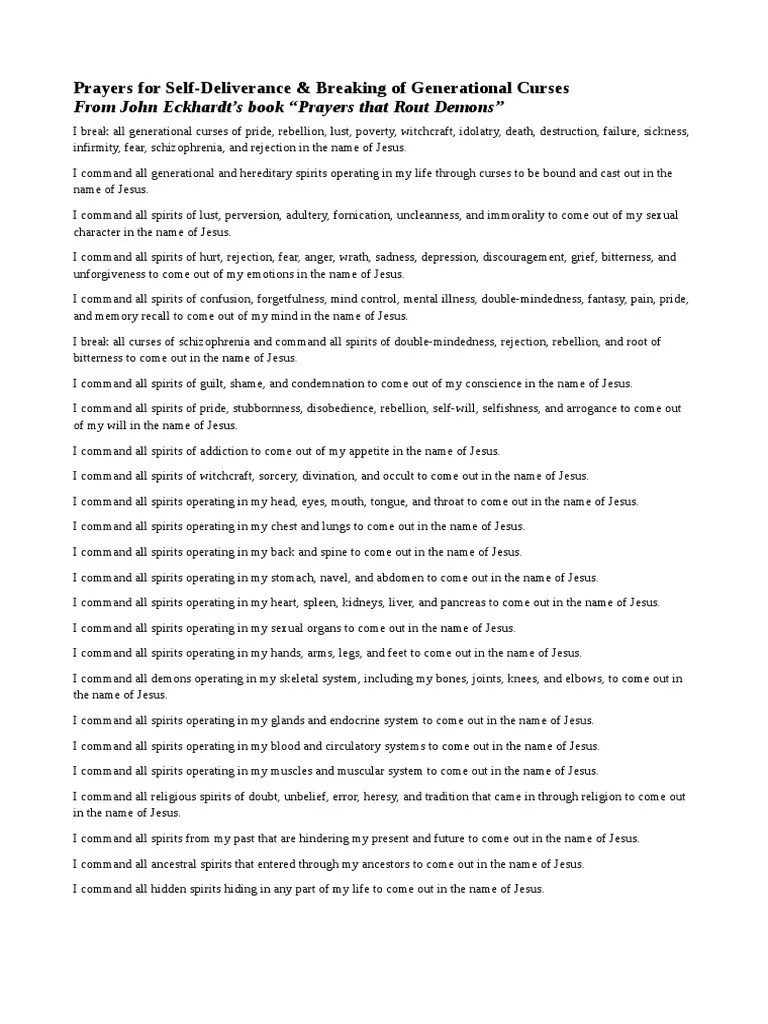 Prayers For Deliverance: Breaking Generational Curses And Commanding ...