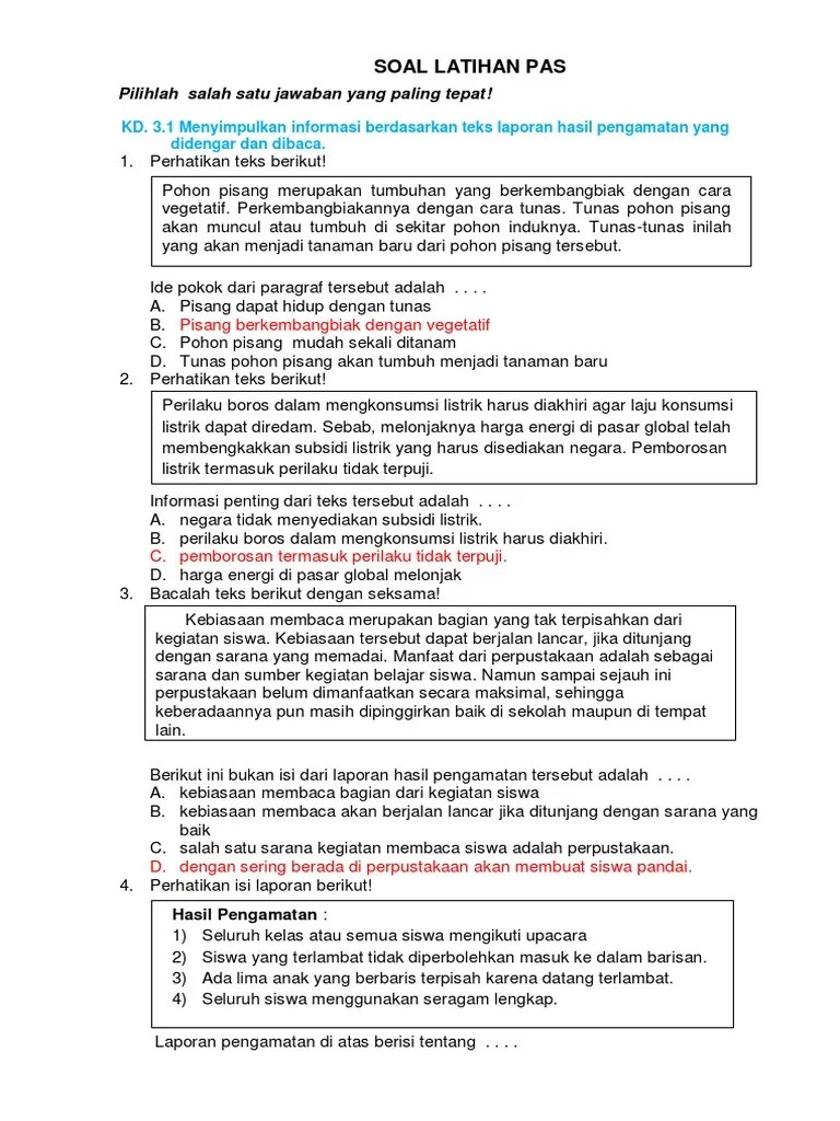 Soal Latihan - Bahasa Indonesia | PDF