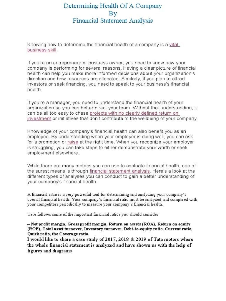 Financial Statement Analysis | PDF | Financial Statement Analysis ...