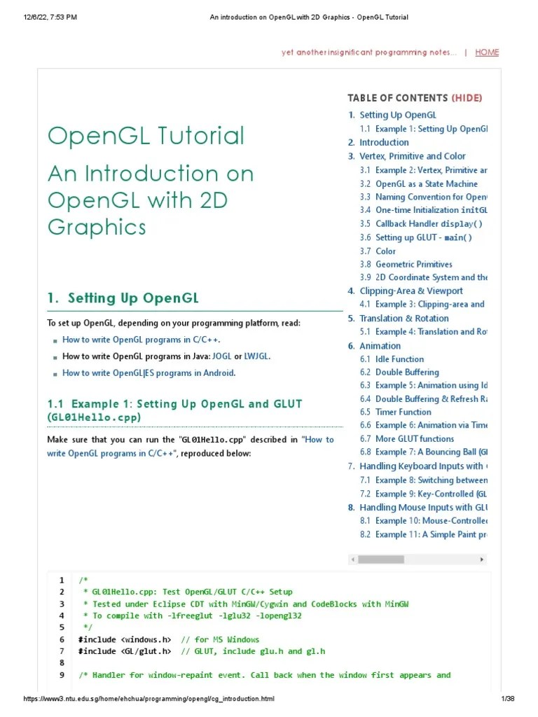 An Introduction On OpenGL With 2D Graphics - OpenGL Tutorial | PDF ...