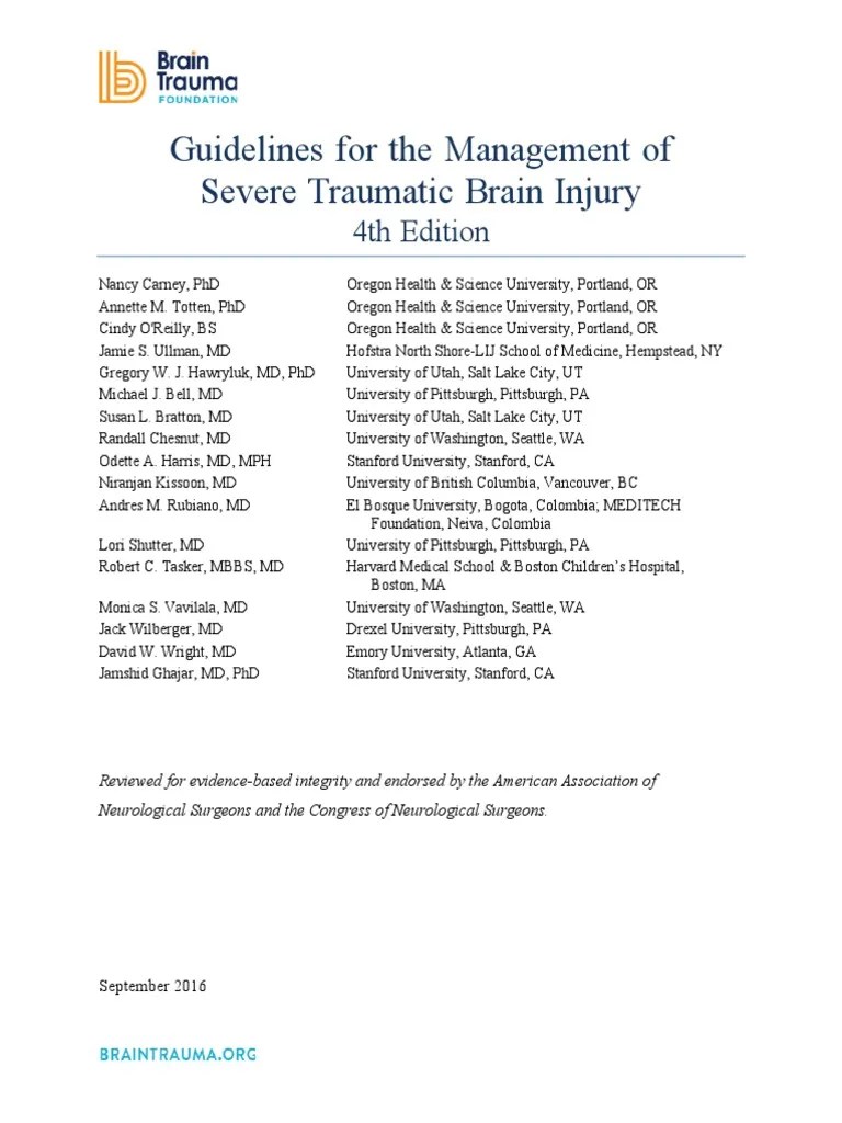 Guidelines For Management Of Severe TBI 4th Edition | PDF | Evidence ...