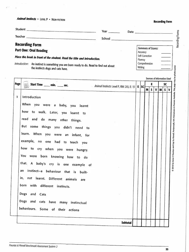 Fountas & Pinnell Benchmark Assessment System 2 | PDF