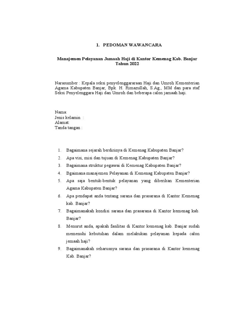 PEDOMAN WAWANCARA Skripsi | PDF