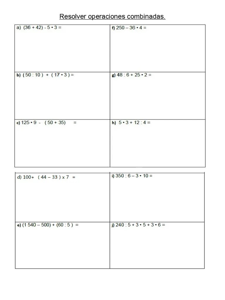 Resolver Operaciones Combinadas | PDF