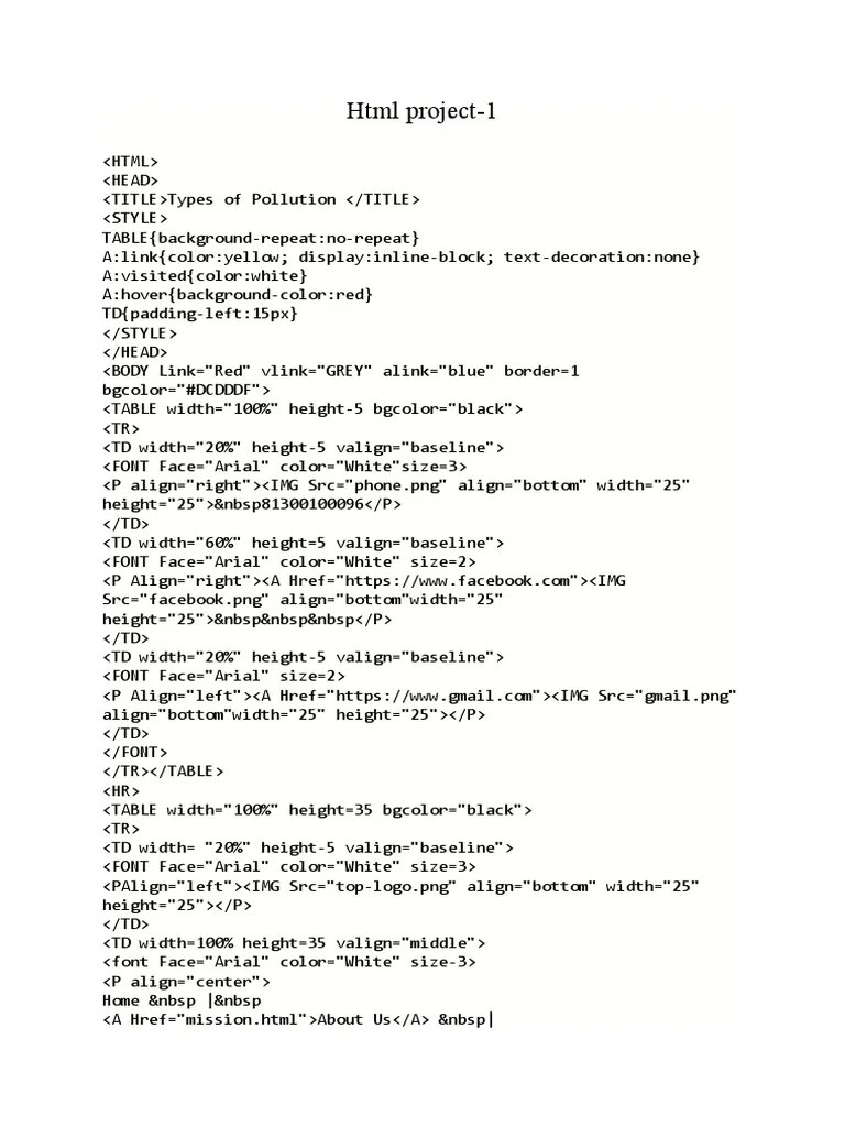 HTML Project 1 | PDF | Pollution | Water Pollution