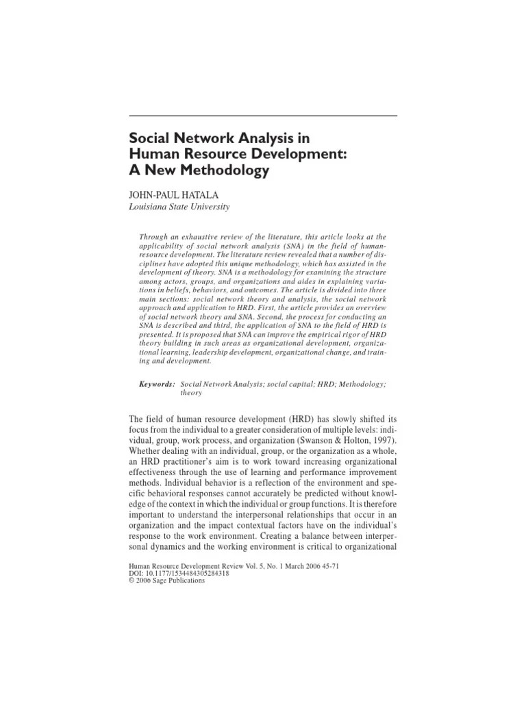 Social Network Analysis In Human Resourc | Download Free PDF | Social ...