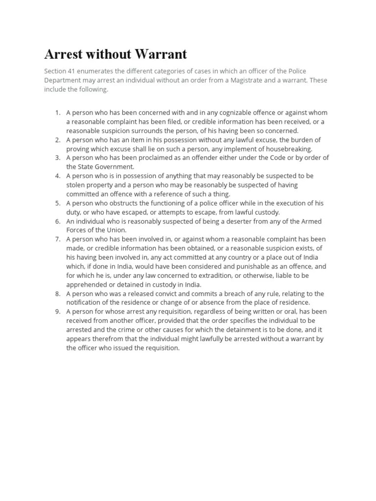 Arrest Without Warrant | PDF