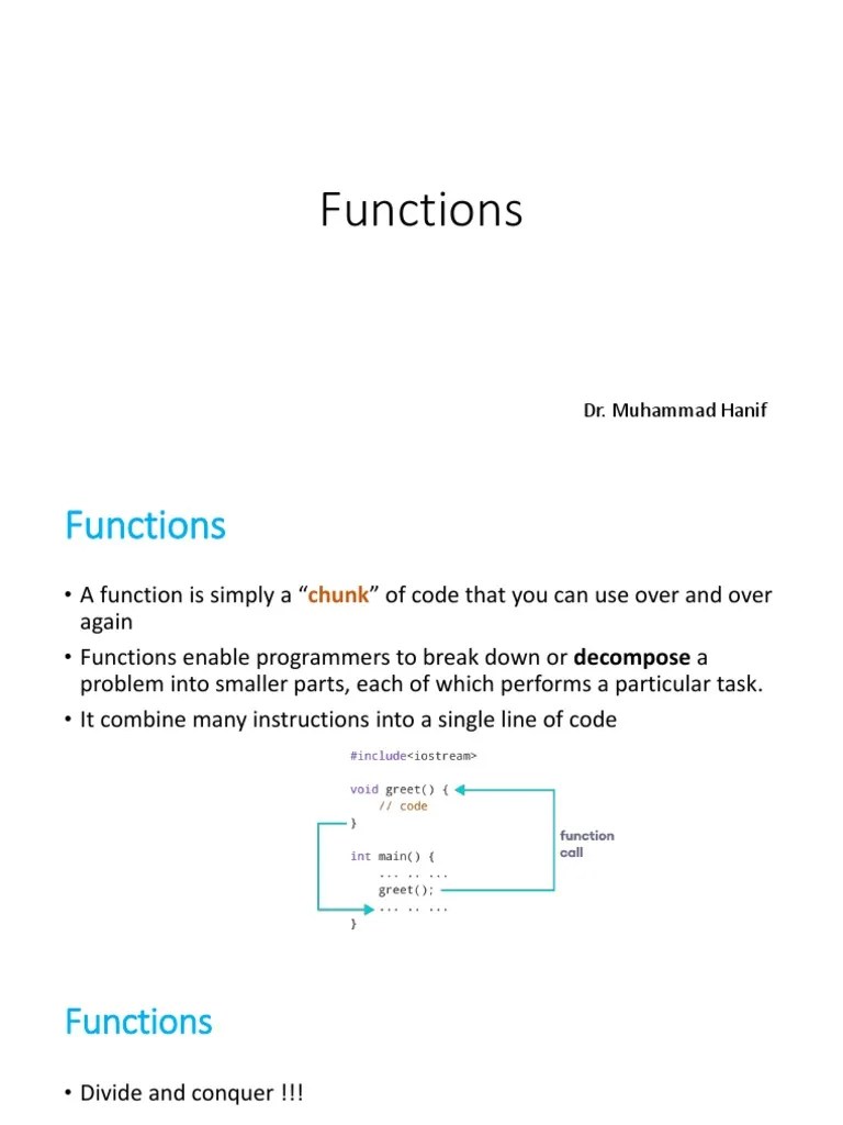 Functions Lectr01 | PDF | Subroutine | Parameter (Computer Programming)