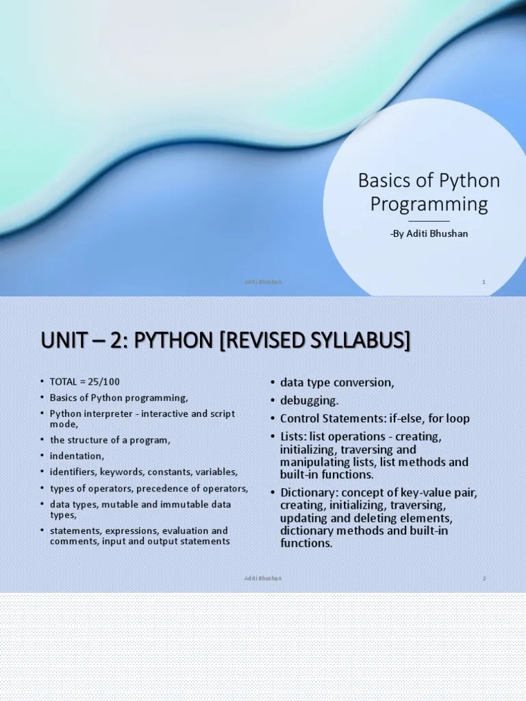 Basicsofpythonprogramming 201006030213 | PDF | Python (Programming Language) | Integrated ...