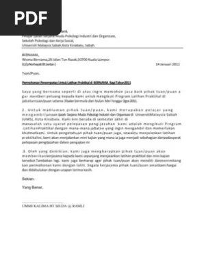 Surat pengesahan nilai perkhidmatan / nilai kos projek daripada agensi kerajaan berkaitan. Surat Pelepasan Majikan Pdf