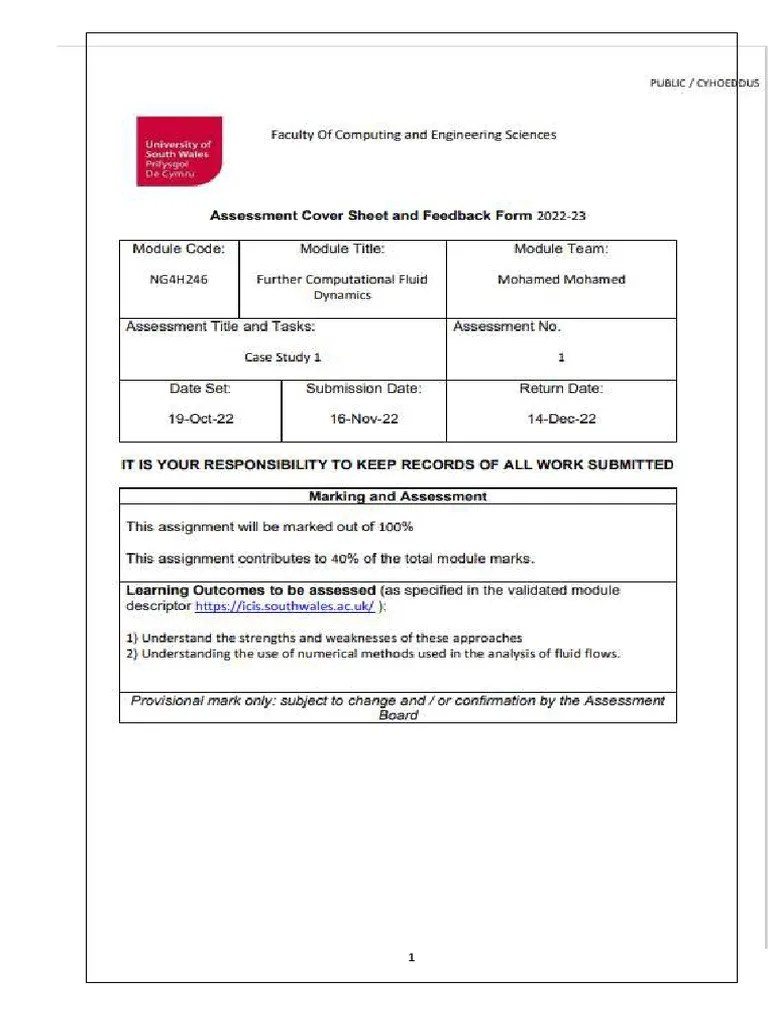 CFD Assignment 1 (30052157) | PDF | Fluid Dynamics | Computational Fluid Dynamics