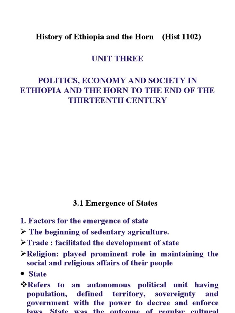 History Of Ethiopia & The Horn Unit 3 | PDF