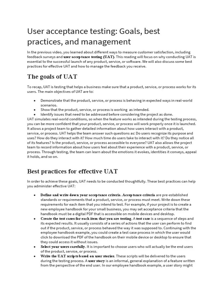 User Acceptance Testing | PDF | Computing | Business