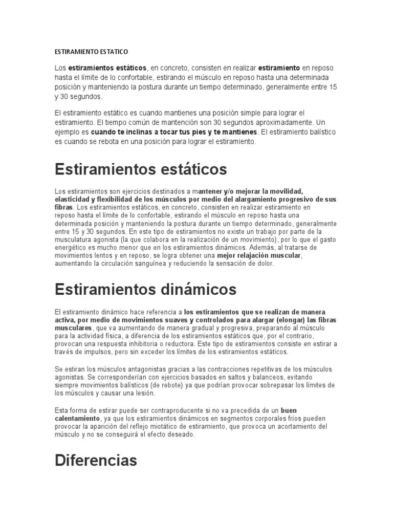 Estiramiento Estatico | PDF | Flexibilidad (anatomía) | Músculo Esquelético