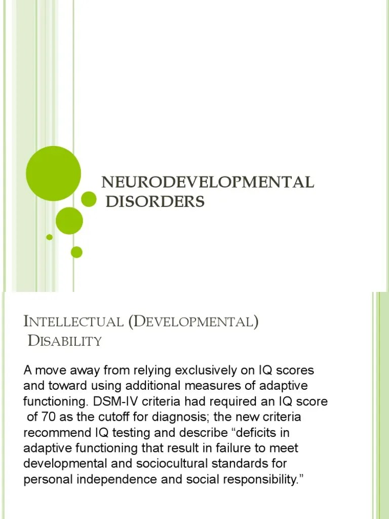 Lecture 4 - Neurodevelopmental Disorders | PDF | Mental Disorder | Intellectual Disability