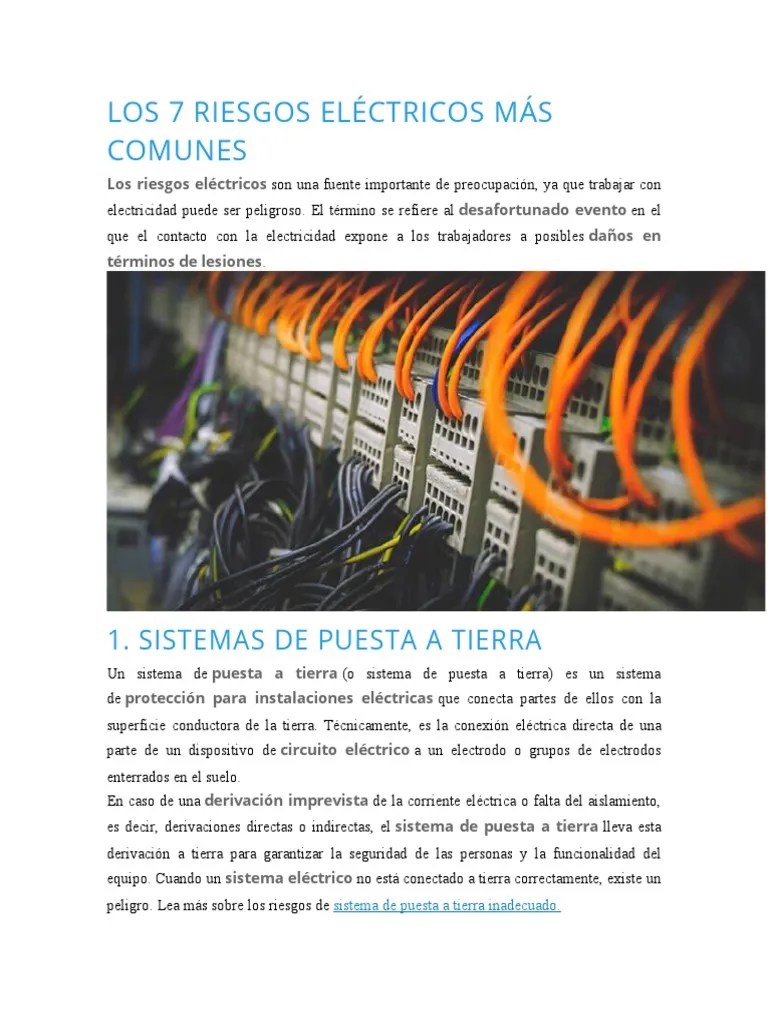 Los 7 Riesgos Eléctricos Más Comunes | PDF | Ingenieria Eléctrica | Electricidad
