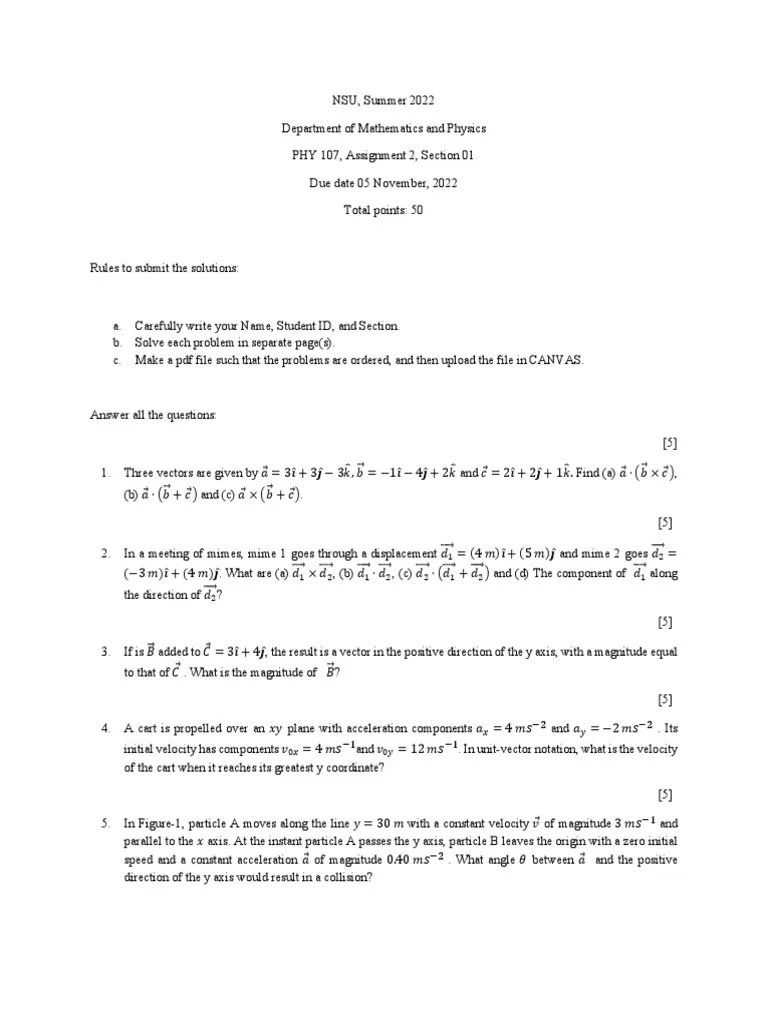 Assignment 2 | PDF | Mechanics | Physics