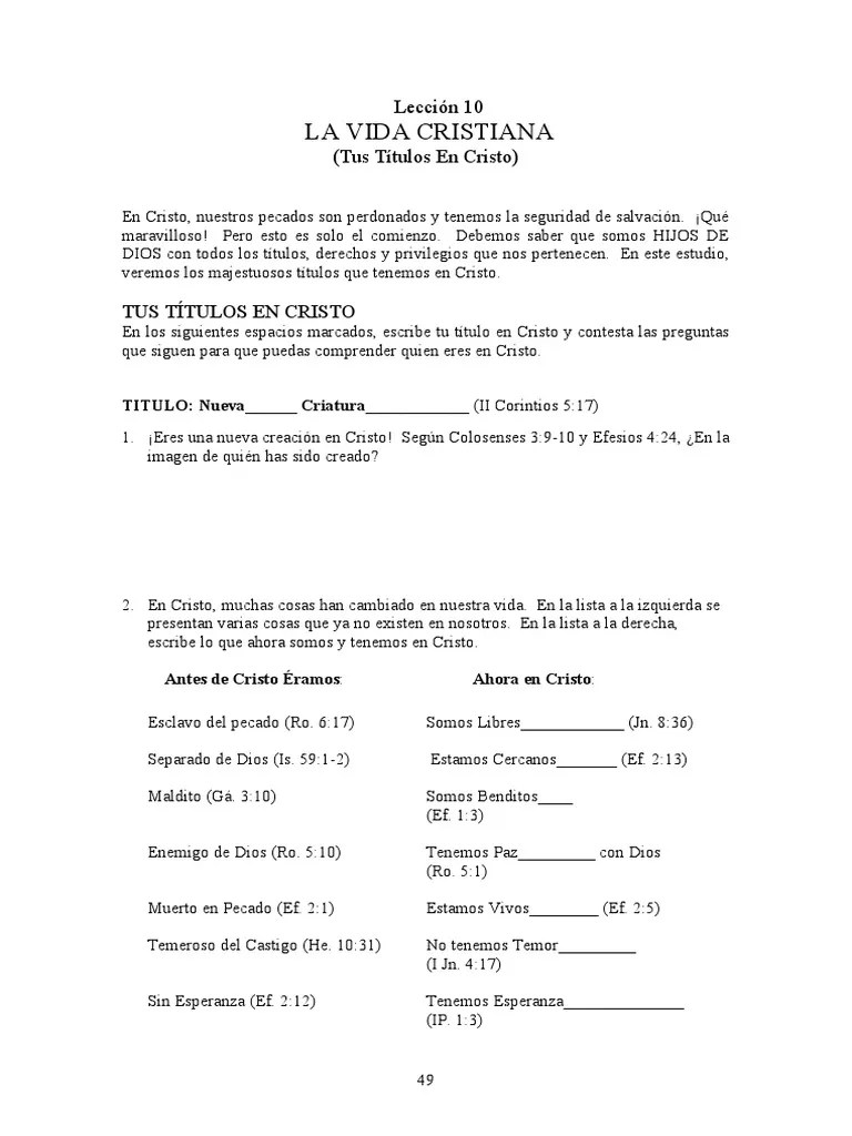 Clase 10 - La Vida Cristiana (Tus Títulos En Cristo) | PDF | Cristo ...