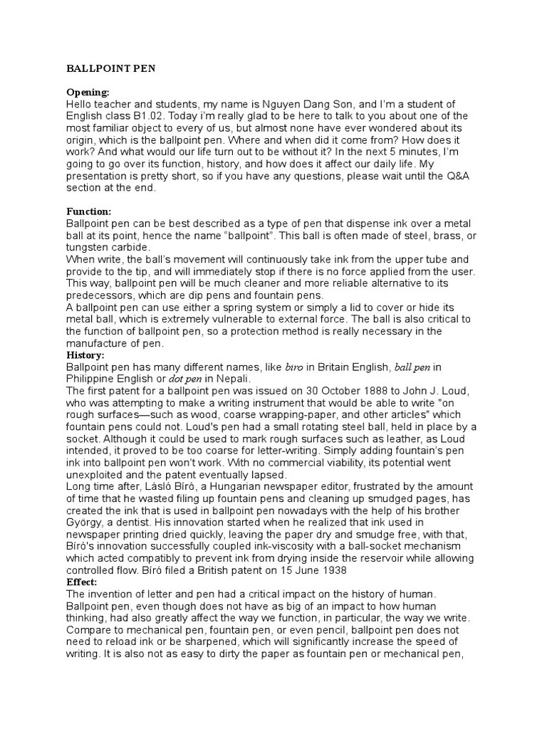 Ballpoint Pen | PDF | Pen | Tools