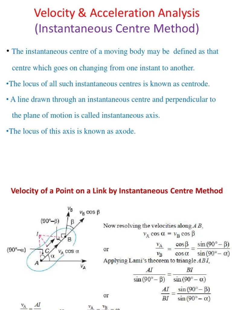 Instantaneous Center Method | PDF | Rotation Around A Fixed Axis | Mechanical Engineering