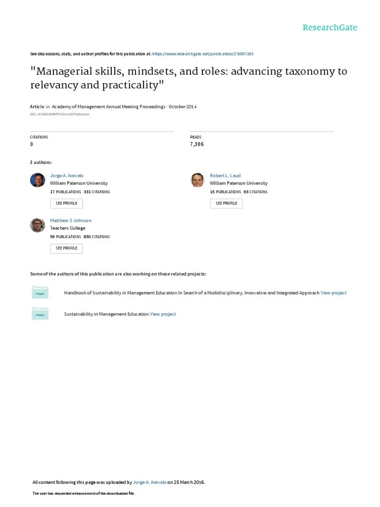 Managerial Skill | PDF | Mindset | Theory