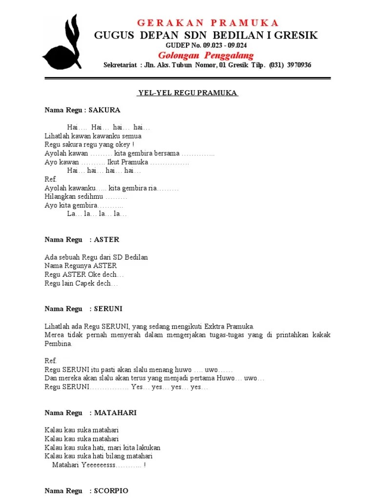 Yel-Yel Regu Penggalang | PDF