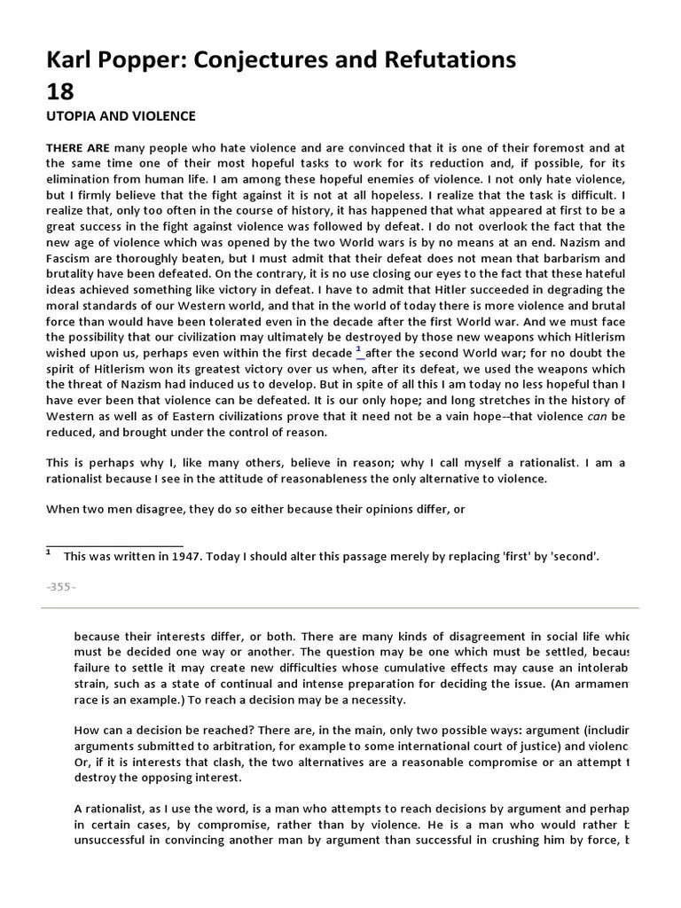 Karl Popper Conjectures And Refutations | PDF | Rationality | Rationalism