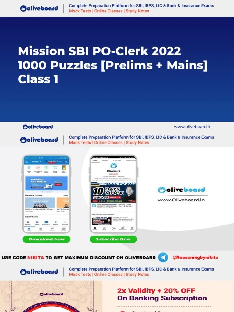 SBI PO-Clerk Reasoning 1000 Puzzles Session 1 Nikita | PDF | Alphabet