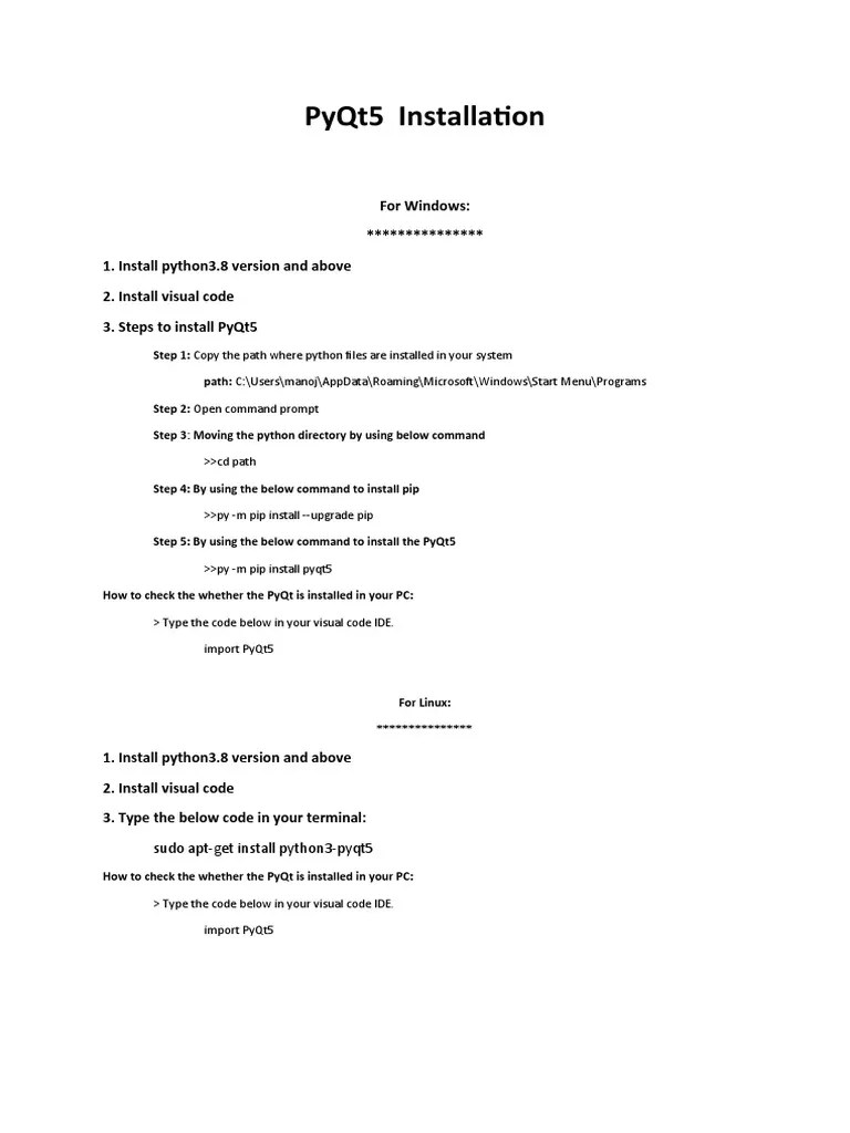 PyQt5 Installation Guide | PDF | Business | Computers