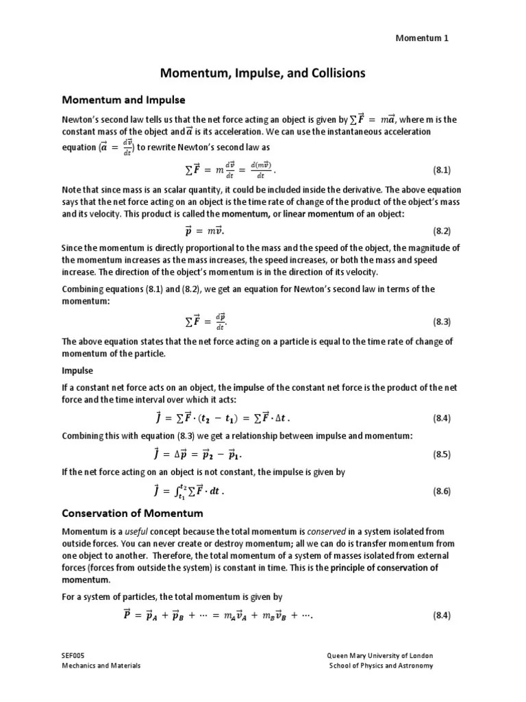 Momentum, Impulse, And Collisions | PDF | Collision | Momentum
