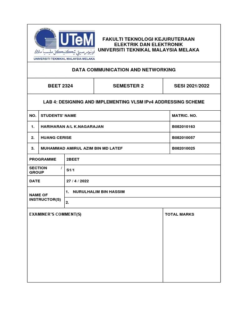 Lab 4 Group 1A | PDF | Ip Address | Computer Network