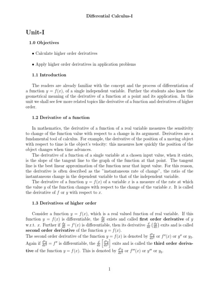 Mathematics I | PDF | Derivative | Function (Mathematics)