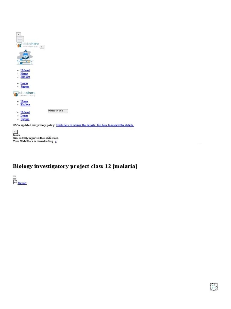 Biology Investigatory Project Class 12 (Malaria) | PDF | Malaria | Plasmodium