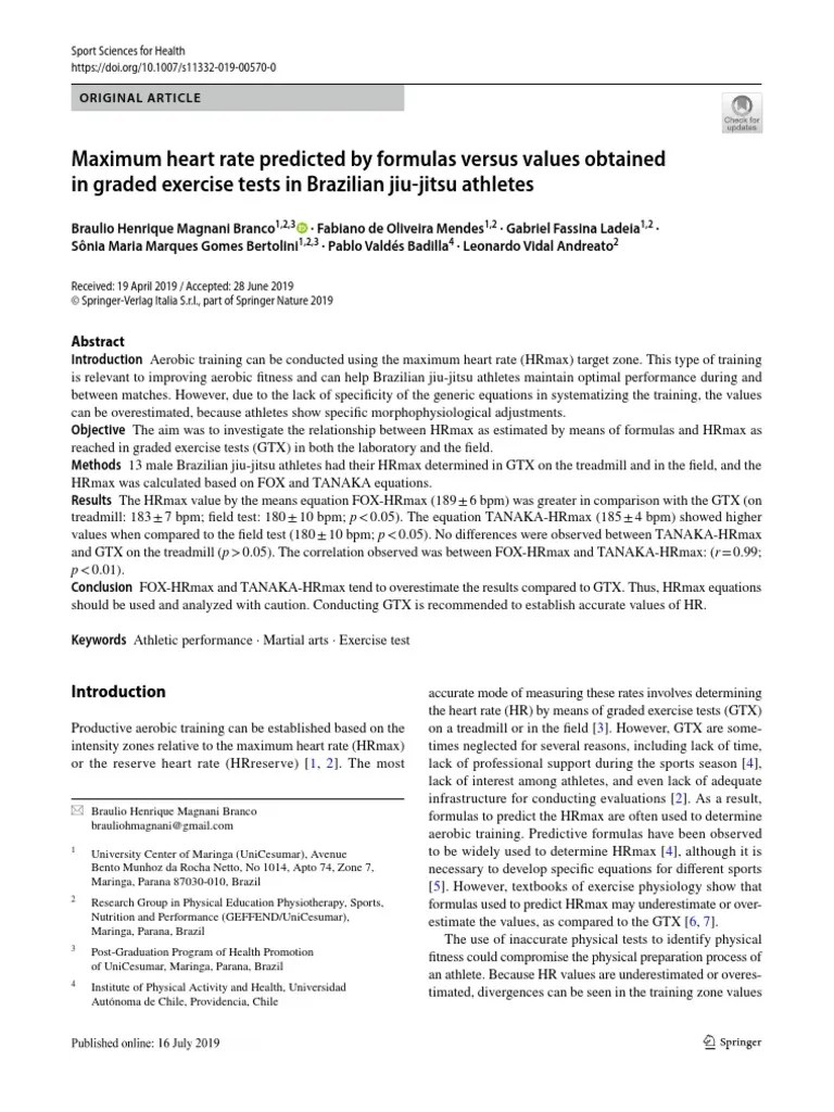 Maximum Heart Rate Predicted By Formulas Versus | Download Free PDF ...
