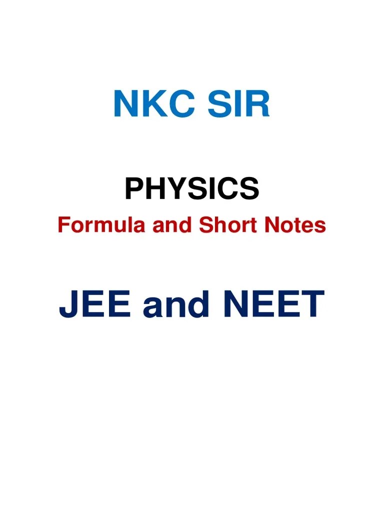 Physics Short Notes (Formula) | PDF | Thermal Conduction | Continuum ...