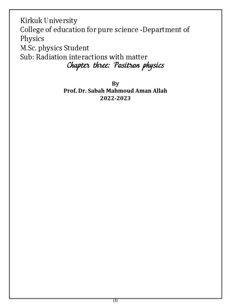 Chapter 3 Positron And Positronium | PDF | Electron | Radioactive Decay
