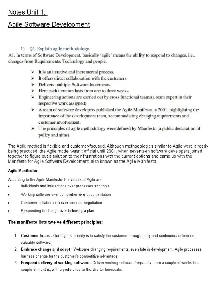 Unit 1 Notes Agile Soft Dev Edit By Sapan Jain Sir | PDF | Scrum ...