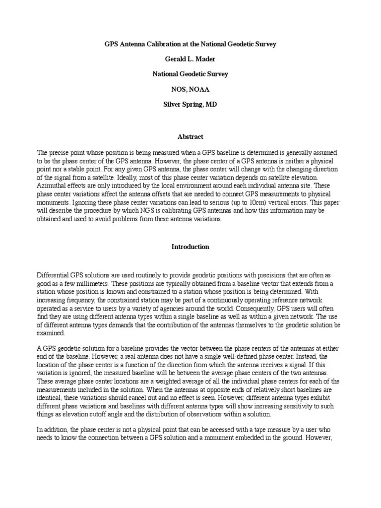 Global Positioning System (GPS) Antenna Calibration At The National ...