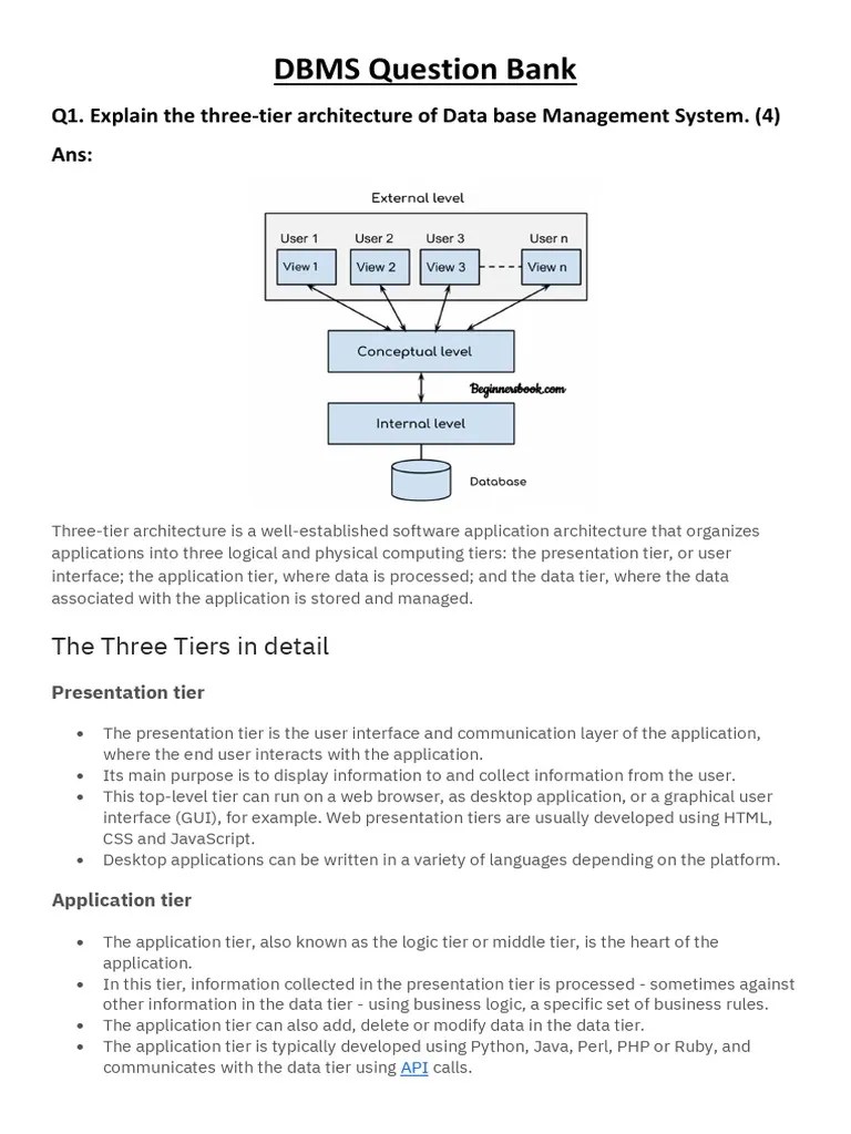 DBMS Answer Key | PDF | Databases | Relational Database