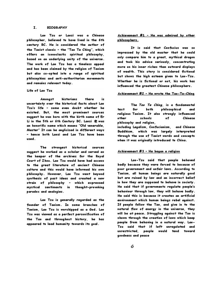 An Overview Of The Life And Philosophy Of The Ancient Chinese Sage Lao ...