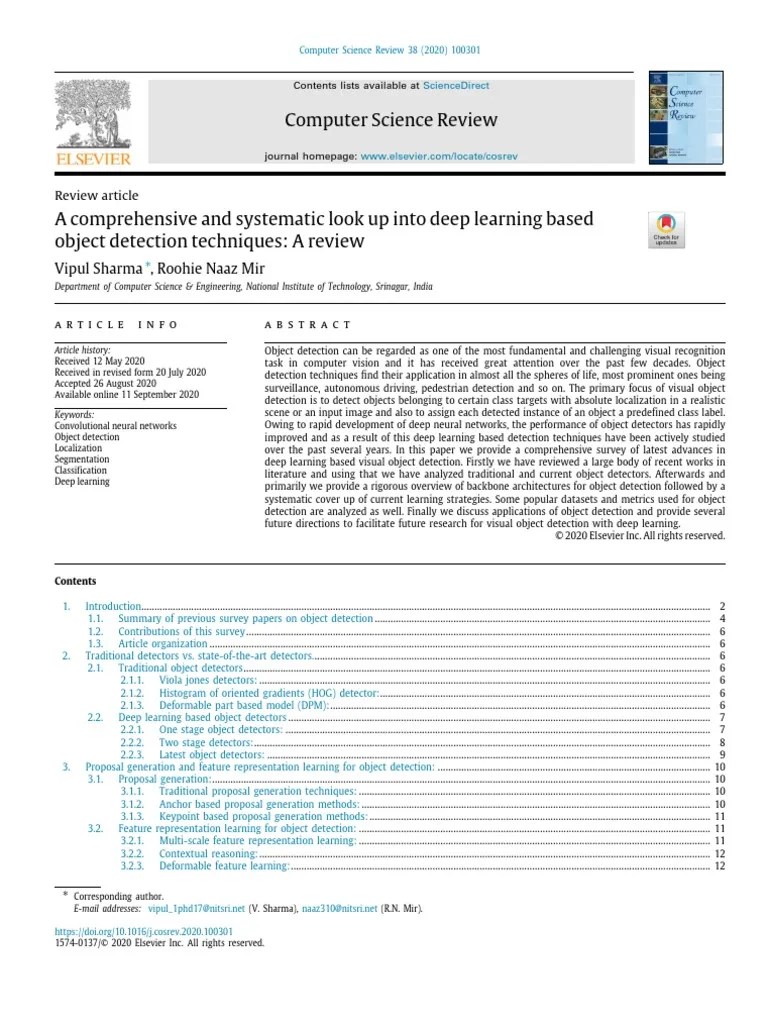 A Comprehensive And Systematic Look Up Into Deep Learning Based Object ...