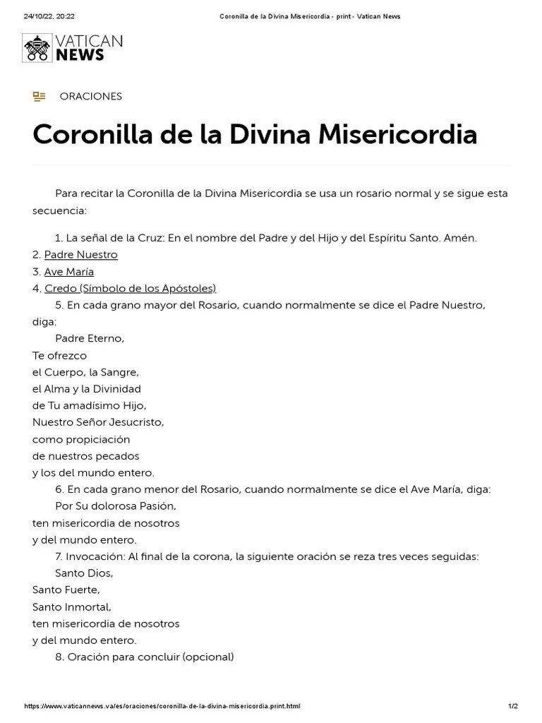 Coronilla De La Divina Misericordia - Print - Vatican News | PDF