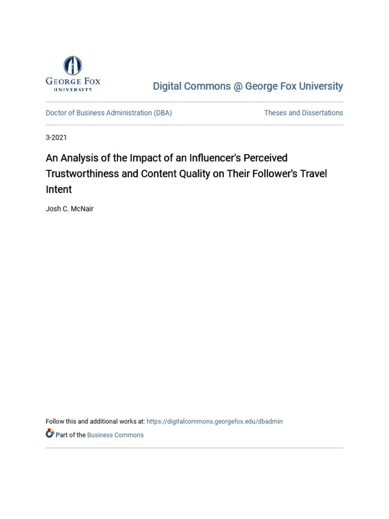 An Analysis Of The Impact Of An Influencers Perceived Trustworth | PDF