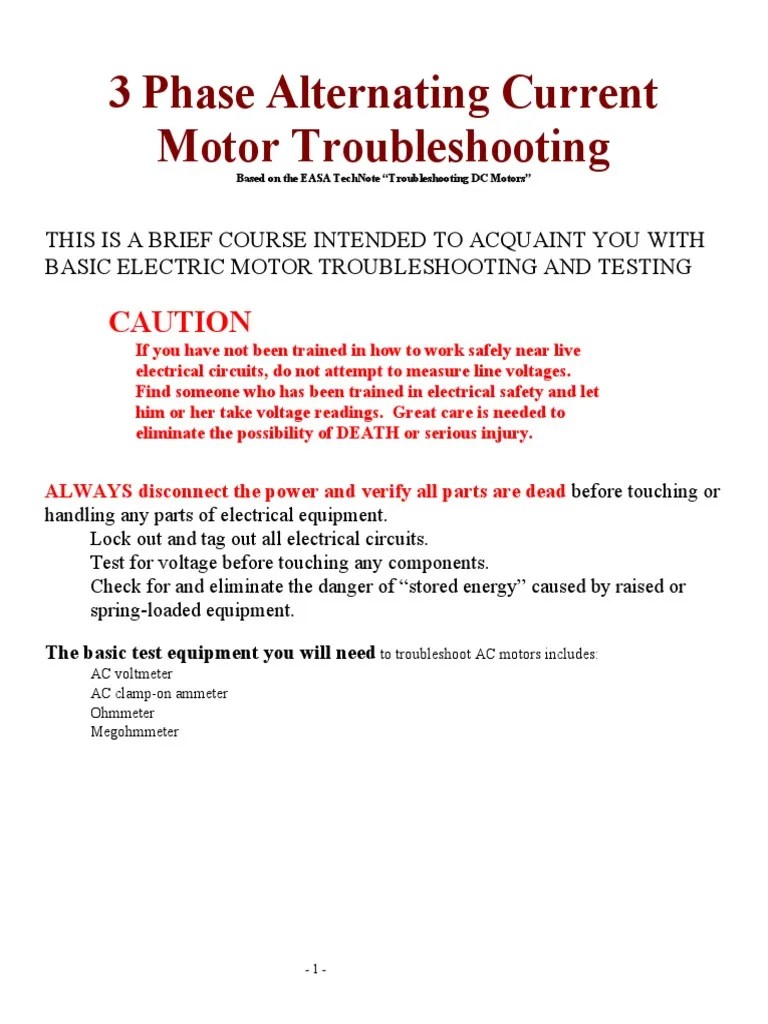 AC Motor Troubleshooting | PDF | Electric Motor | Electrical Resistance And Conductance