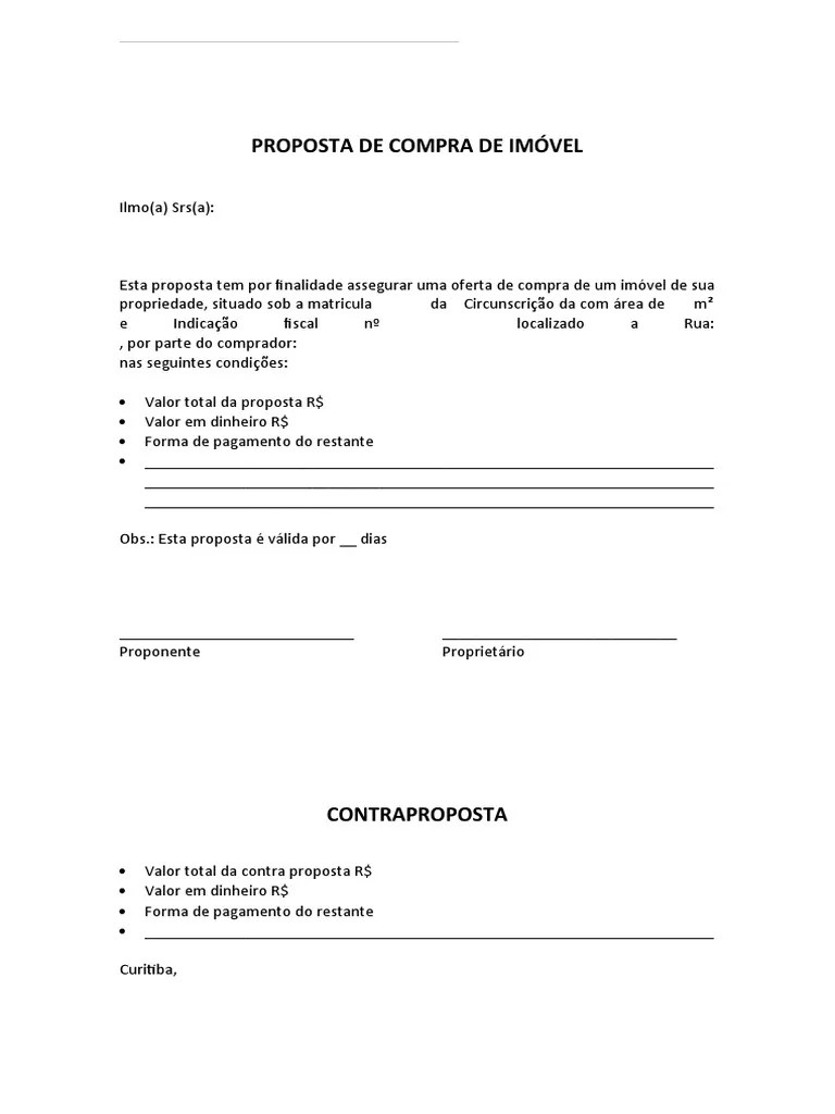 Modelo Proposta Compra De Imóvel | PDF