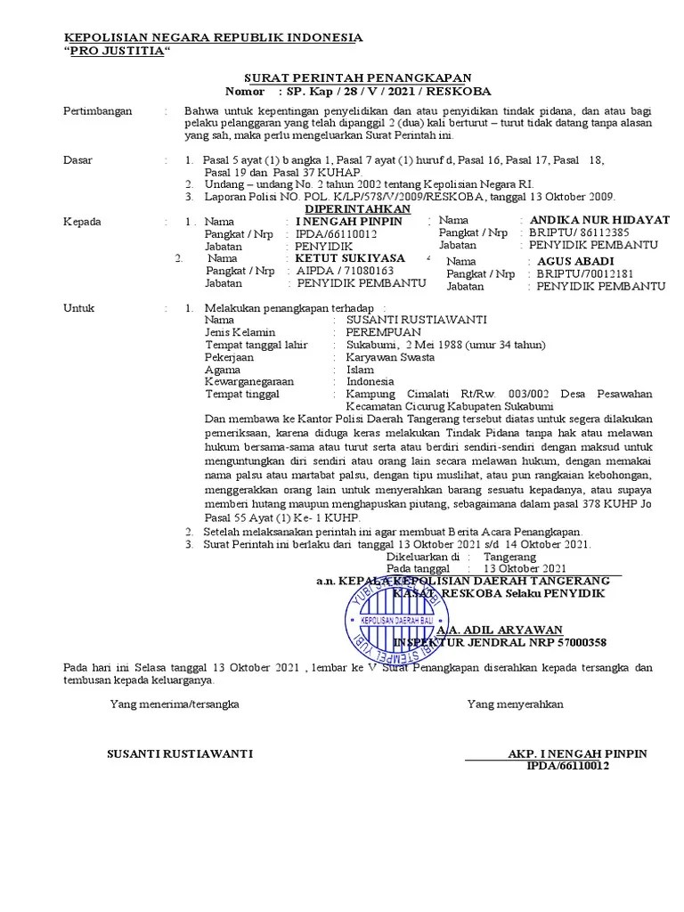 19 Surat Perintah Penangkapan | PDF