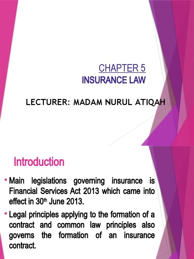 Chapter 5 - Insurance Law | PDF | Insurance | Legal Liability
