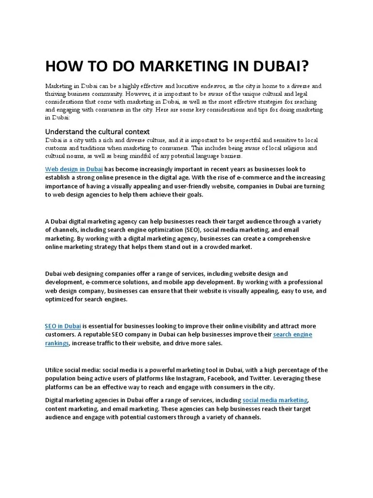 How To Do Marketing In Dubai | PDF | Digital Marketing | Marketing
