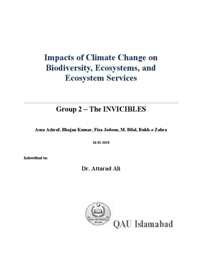 Impacts Of Climate Change On Biodiversity And Ecosystem Services | PDF ...