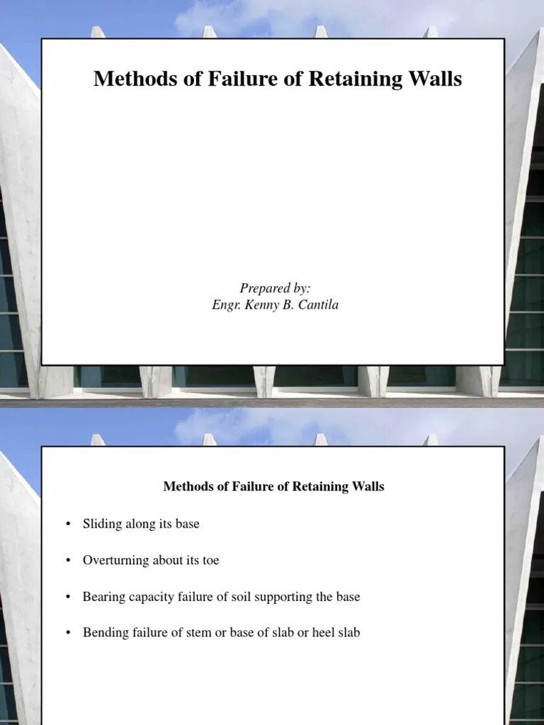 Topic 6.4 - Retaining Walls (Methods Of Failure) | PDF | Horticulture | Soil Science